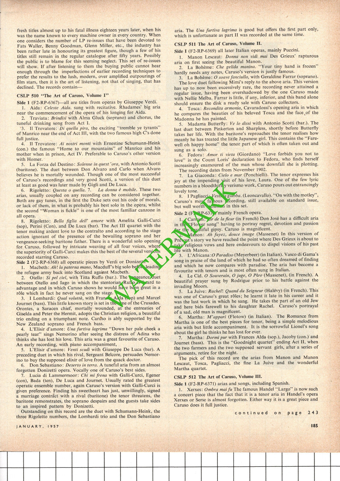 Caruso Singer - 1957 Article
