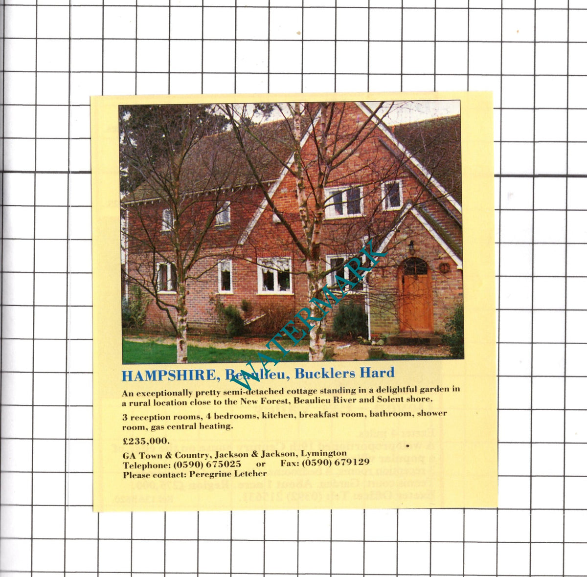 Beaulieu Bucklers Hard Hampshire  House Sale Advert - 1991 Clipping / Print