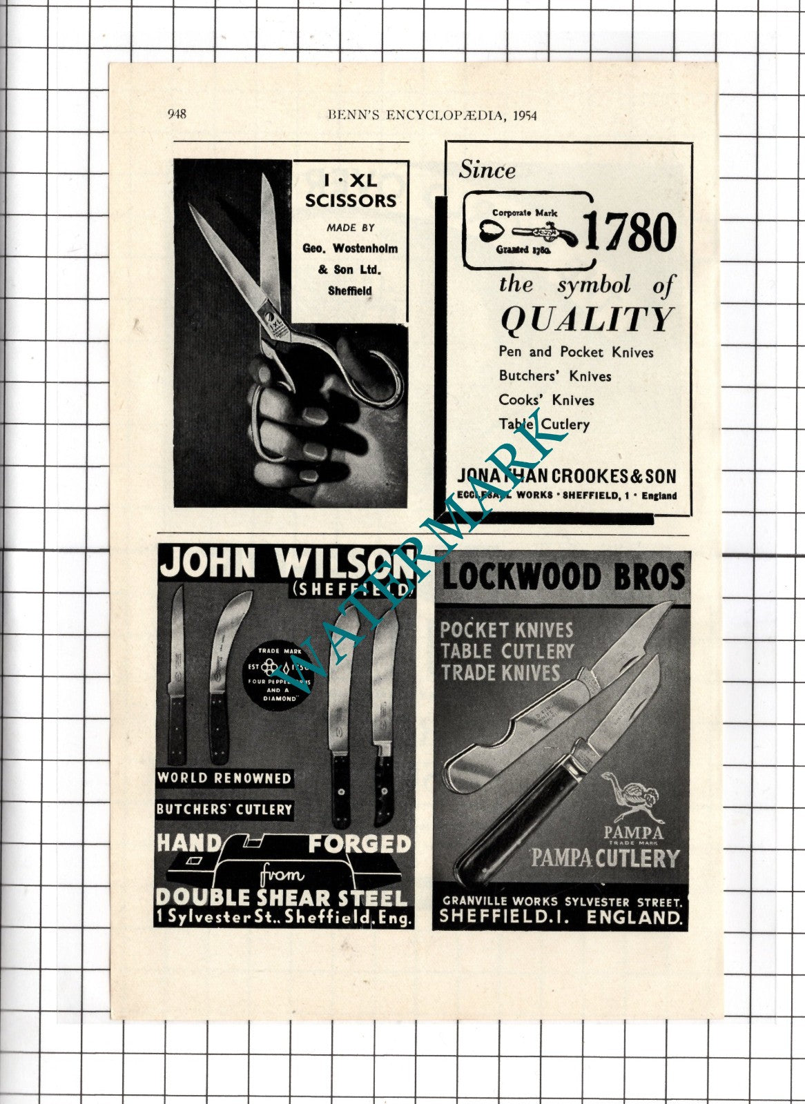 Joseph Rodgers & Sons Sheffield / John Wilson Sheffield Cutlery  - 1954 ADVERT