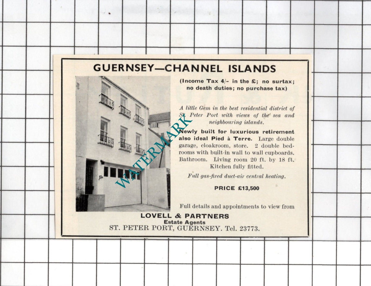 St Peter Port Guernsey  Channel Island  - 1967 Small House Sale Advert