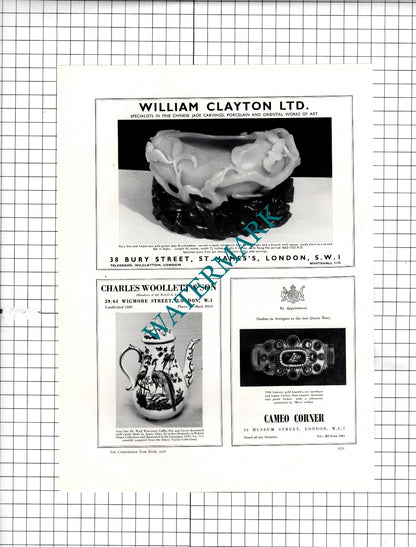 S J Phillips Silversmith London / William Clayton Ltd / Woollett  - 1958 Advert