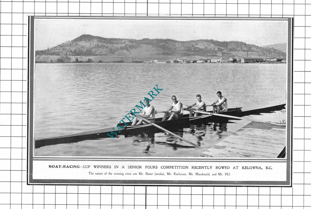 Kelowna British Columbia Rowing Slater Buchanan Macdonald - 1914 News Clipping