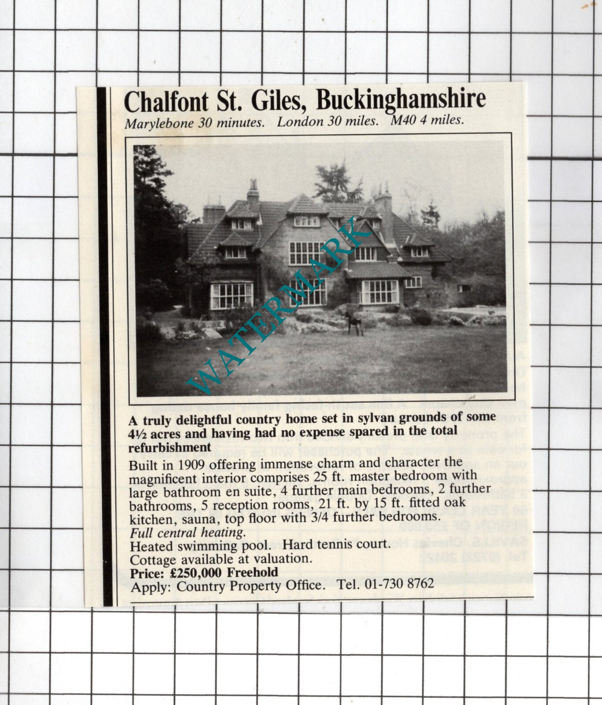 Chalfont St Giles Buckinghamshire House Sale Advert - 1981 Small Cutting