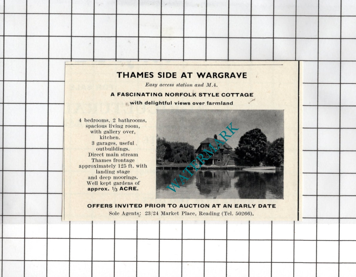 Wargrave Berkshire  - 1969 SMALL House Sale Advert