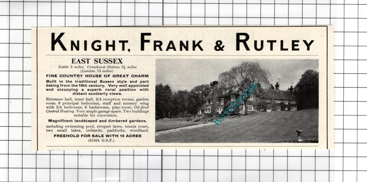 The Winterburn Estate Skipton Yorkshire / Battle Sussex House Sale Advert - 1967