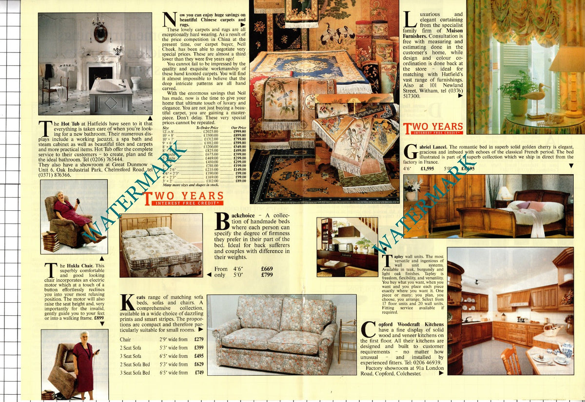 Hatfields Furnishings Store Stanway Colchester Essex - 1991 Centrefold Advert