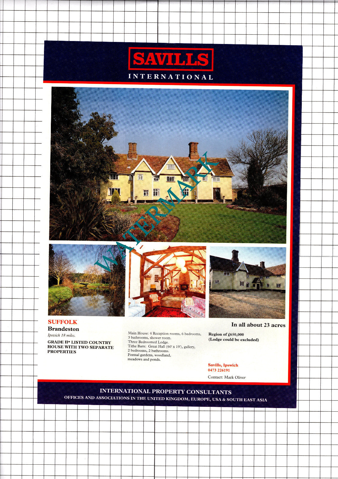 Brandeston Suffolk House Sale Advert - 1994 Clipping / Print
