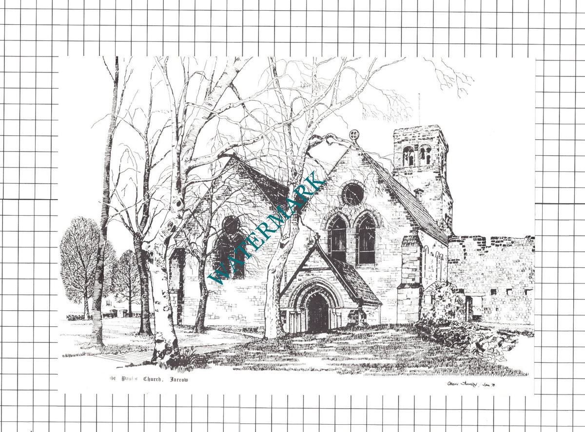 St Cuthbert's Church Chester-le-Street / St Paul's Jarrow -1980's Cutting/ Print