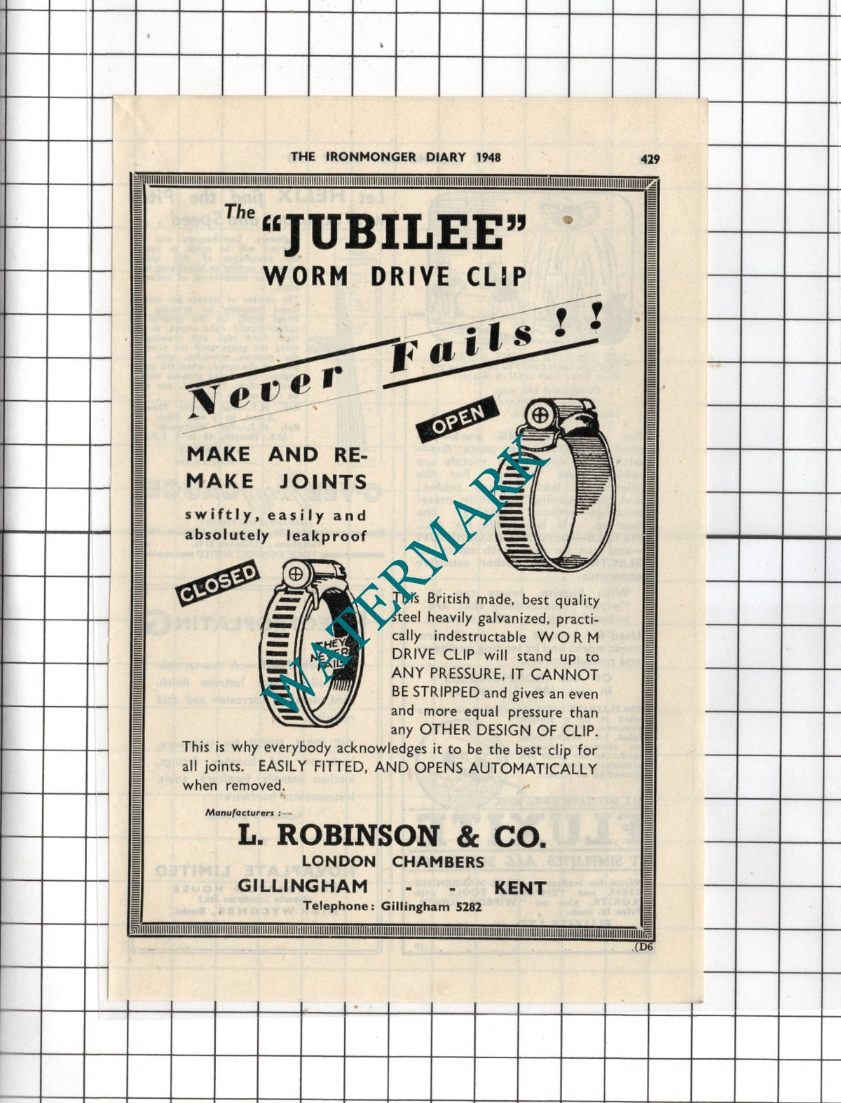 L Robinson & Co Gillingham Kent   - 1948 Advert