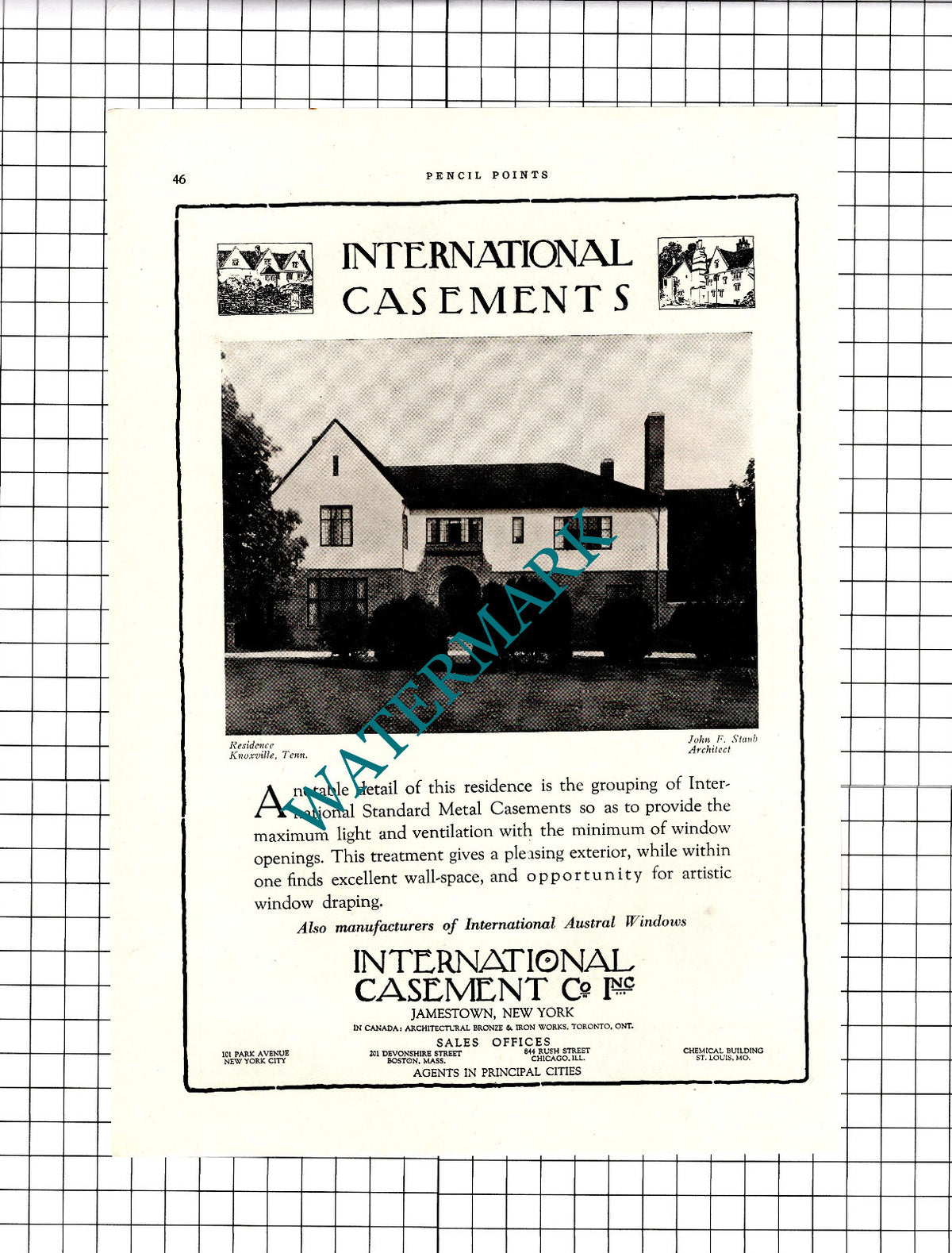 Knoxville Tennessee John F Staub Architect -  1926 Advert/ Print