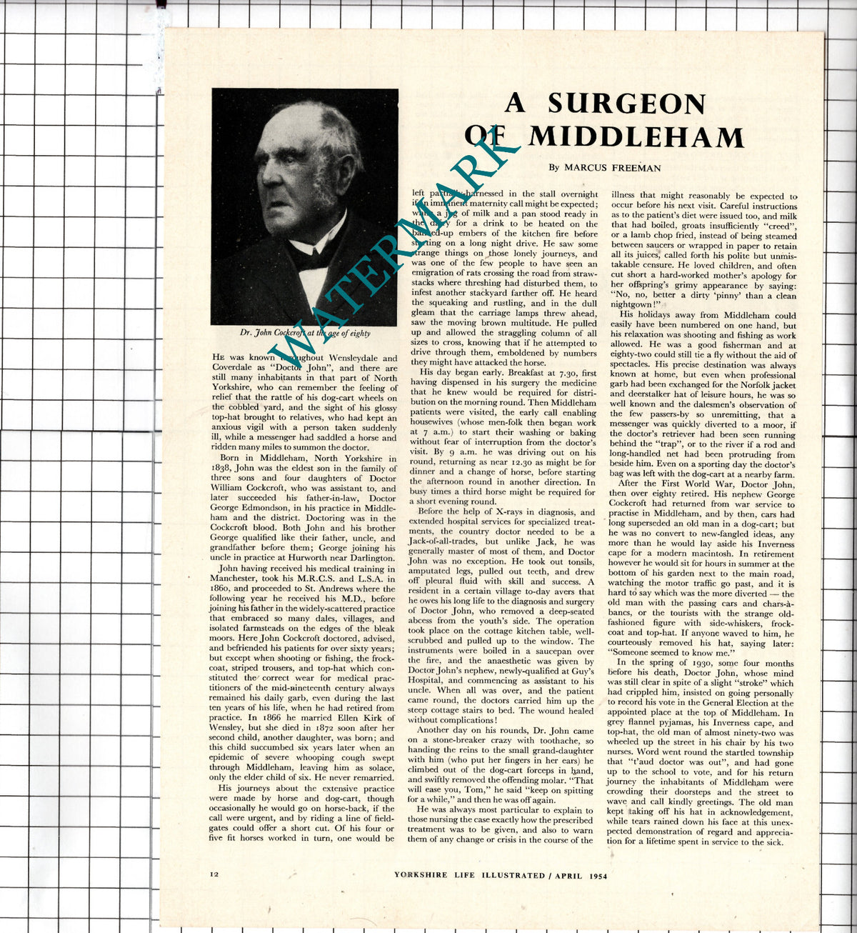 Dr John Cockcroft Middleham North Yorkshire  - 1954 Article
