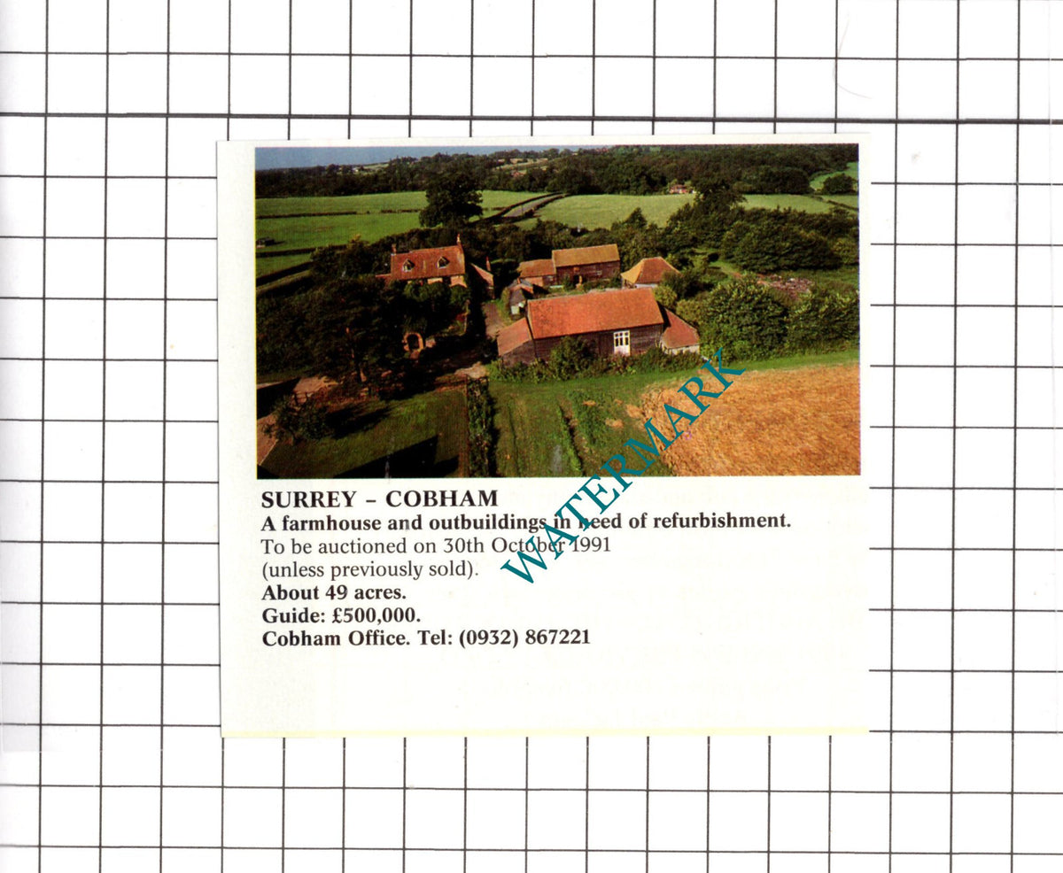 Cobham Surrey SMALL House Sale Advert - c.1991 Cutting / Print