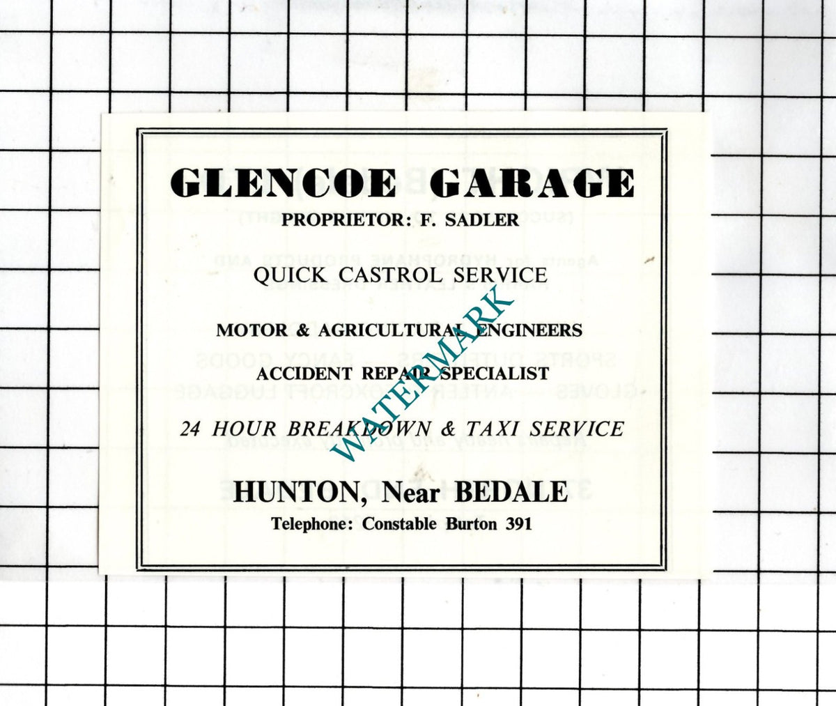 Wright (Bedale) Ltd Arthur Wright / Glencoe Garage Hunton -c.1968 Small Advert