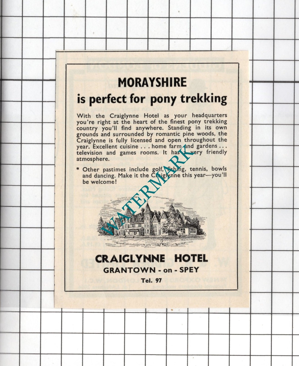 Craiglynne Hotel Grantown-on-Spey Morayshire Scotland - 1965 Small Advert