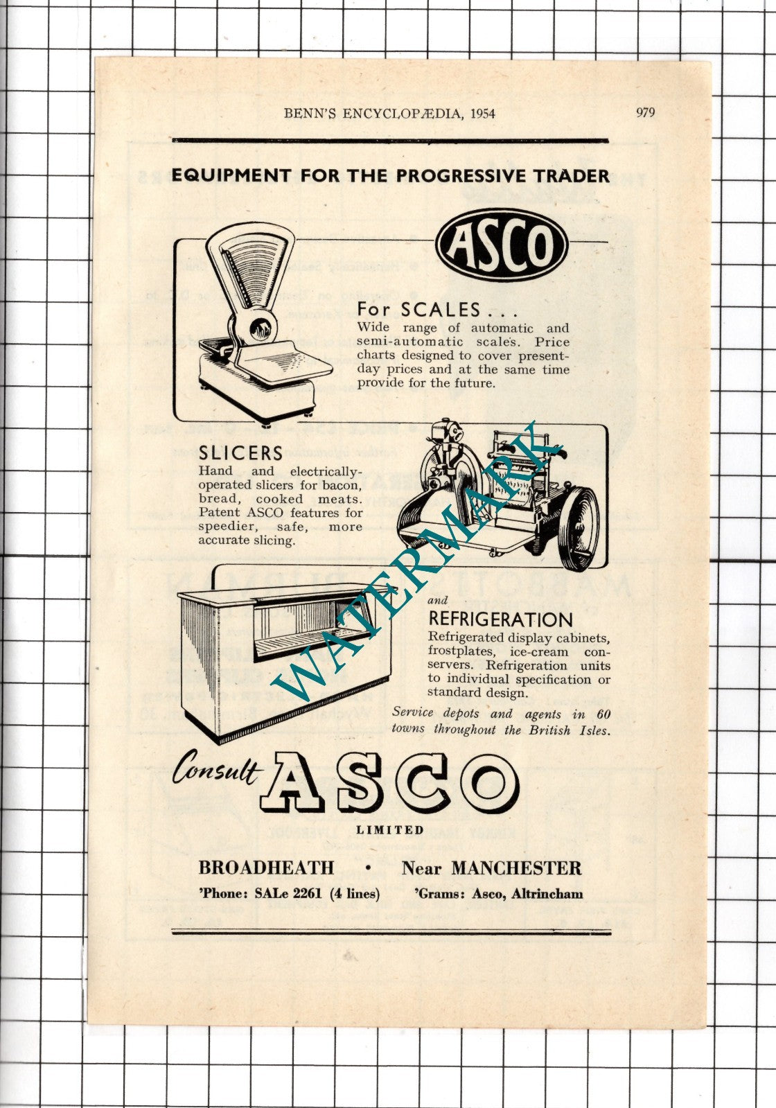 Asco Ltd Broadheath / Wallis Refrigeration Co Ltd Hamworthy Poole - 1954 Advert