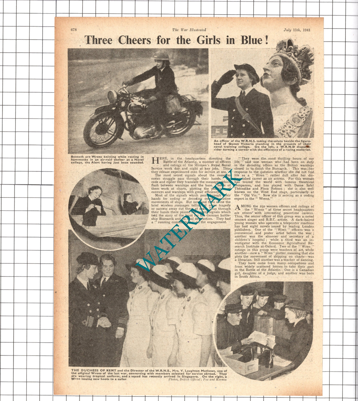 Women's Royal Naval Service WRNS WRENS Mrs V Laughton Mathews - 1941 Clipping