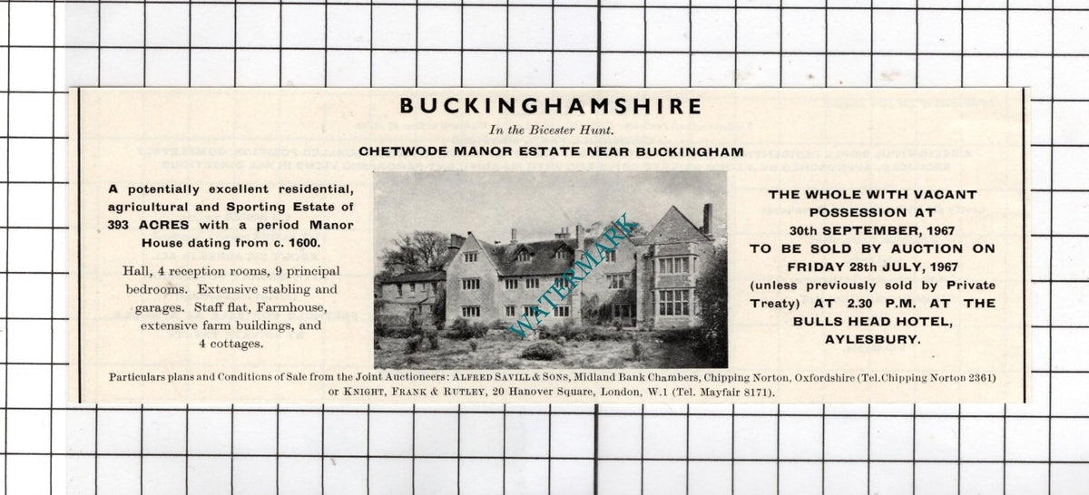 Cinderhill Farm Mayfield Sussex Latymer / Chetwode Manor Estate - 1967 Advert