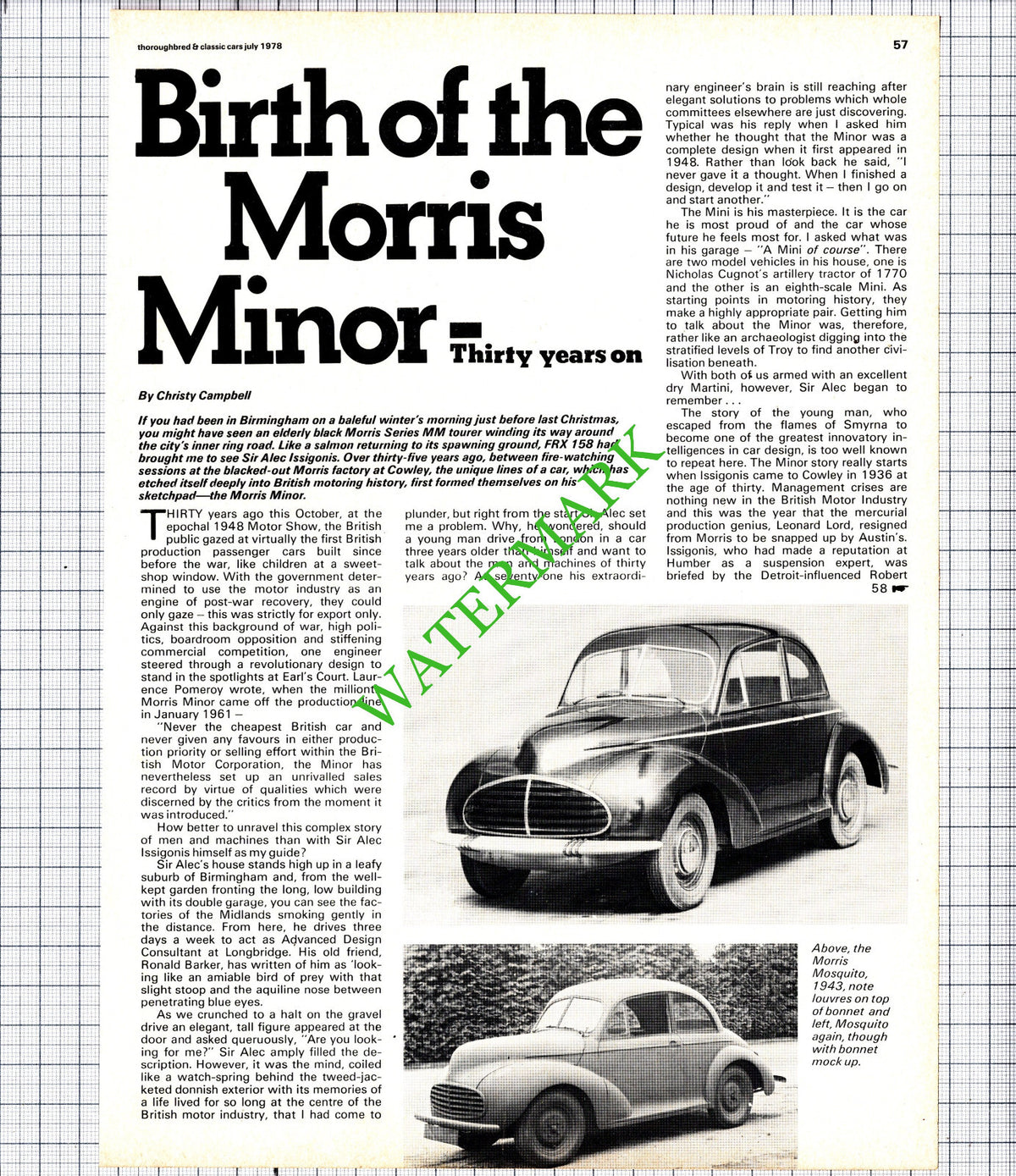 Morris Minor Car - 1978 Article / Print