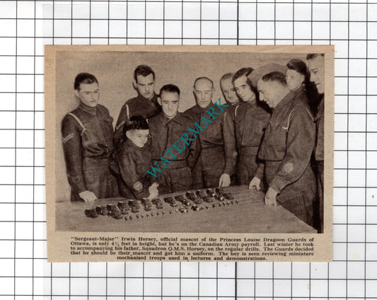 Irwin Horsey  Princess Louise Dragoon Guards Ottawa WW2  - 1940's Clipping