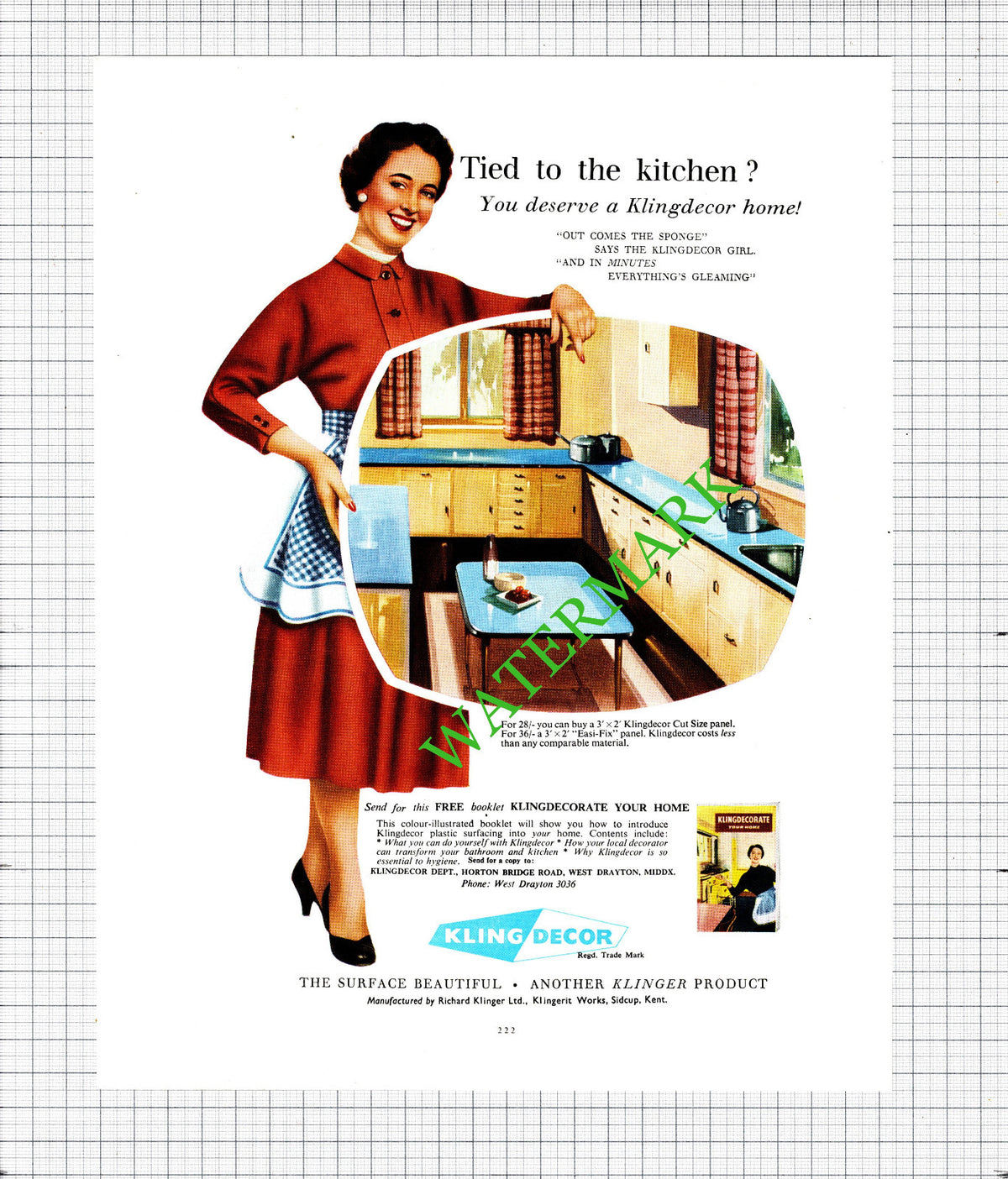 Richard Klinger Ltd Sidcup Kent Kingdecor ADVERT   - 1956 Cutting
