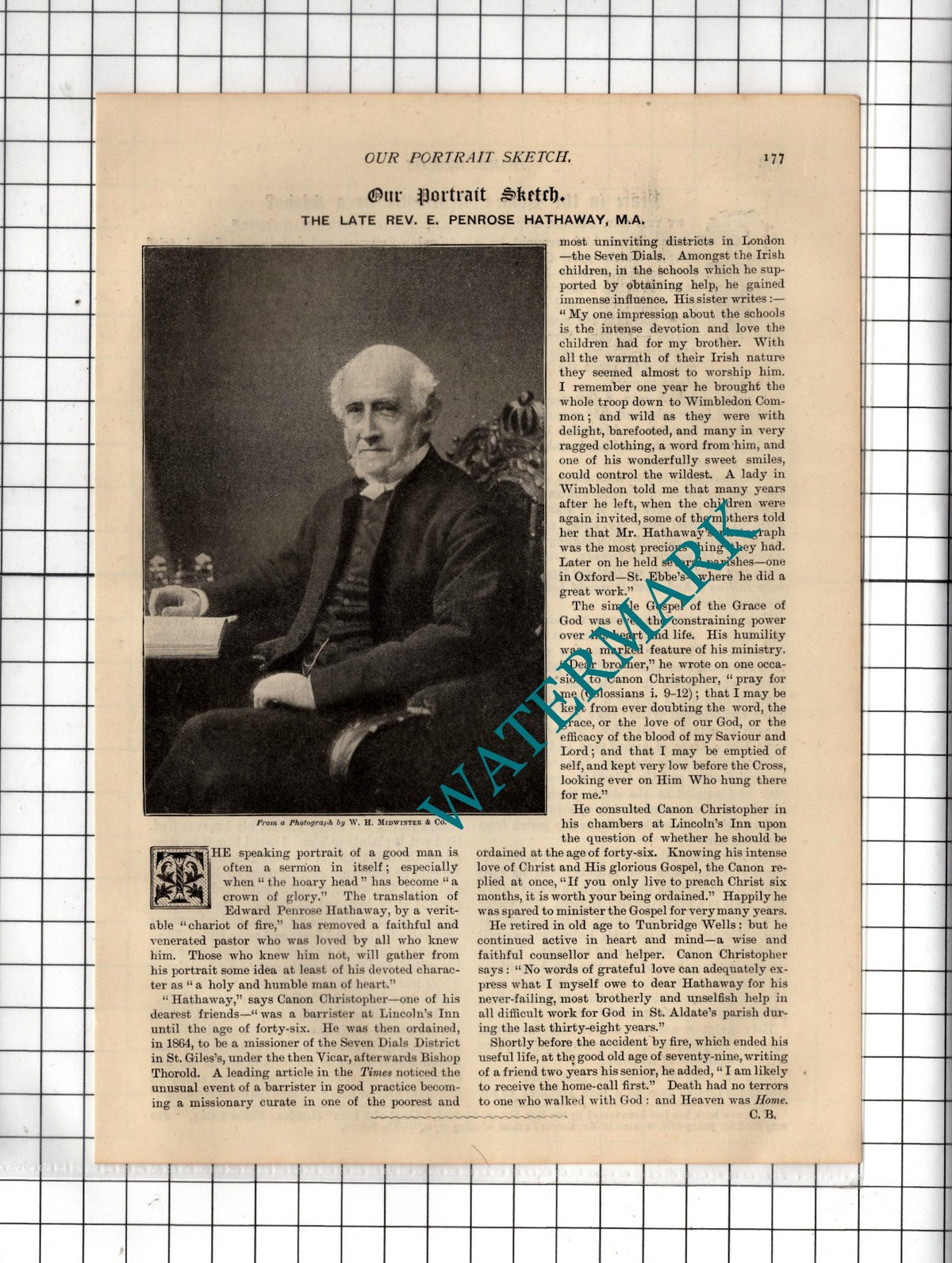 Rev Edward Penrose Hathaway Tunbridge Wells Kent Obituary - 1897 Article