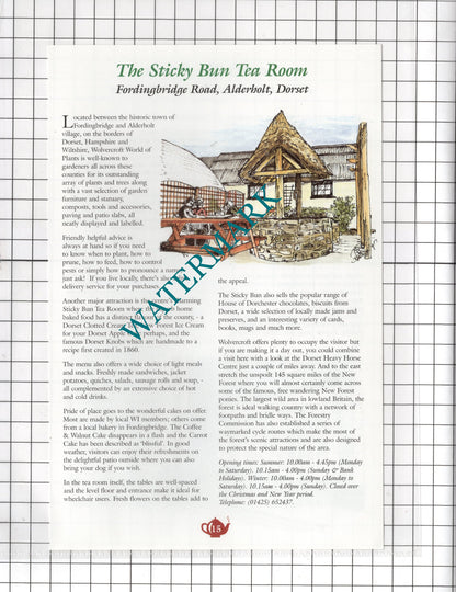 Sticky Bun Tea Room Alderholt Dorset Lewis's Dulverton Somerset -c.2001 Advert