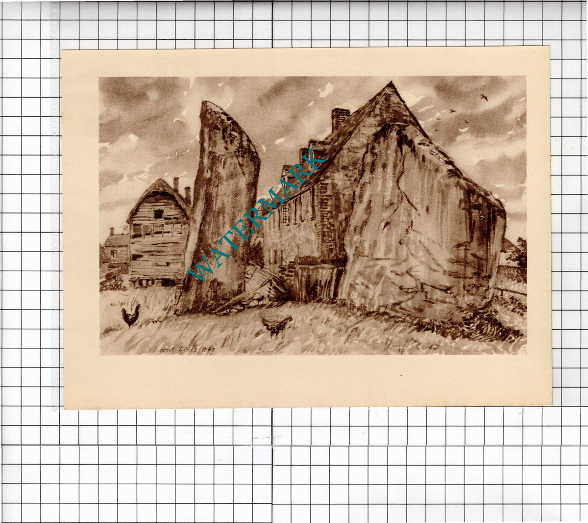 Adam and Eve Avebury Wiltshire Vincent Lines - c.1949 Clipping / Print
