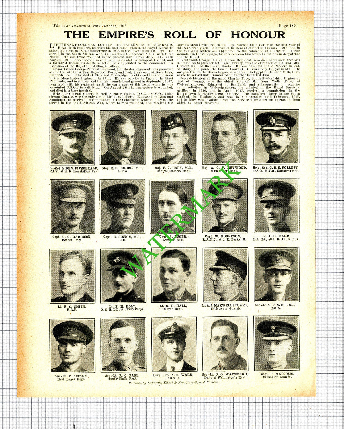 Gilbert Follett  Arthur Heywood Raymond Page Luger Wellings WW1 - 1918 Cutting