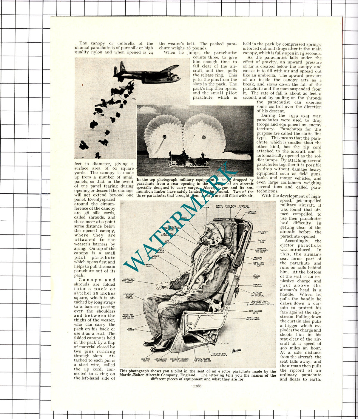 How a Parachute Works Martin-Baker Aircraft Company - 1950's Article / Print