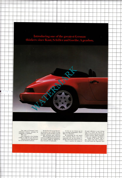 Porsche 911 Carrera 2 Tiptronic Advert - 1990 Two-Part Cutting