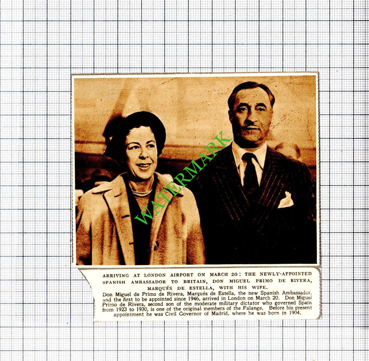 Don Miguel de Primo De Rivera  - 1951 Cutting
