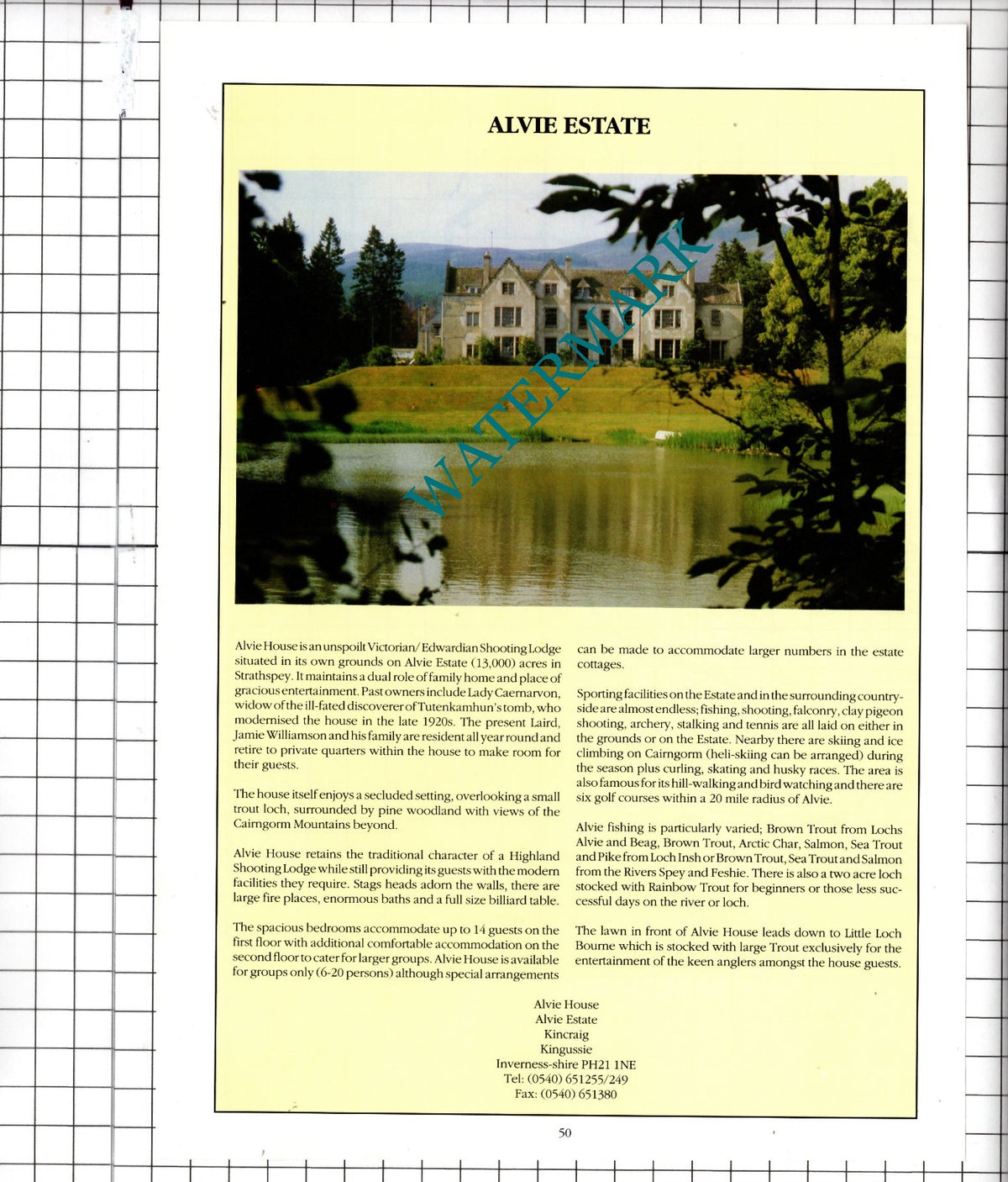 Alvie House Kincraig Kingussie Inverness-shire Scotland Williamson - 1991 Advert