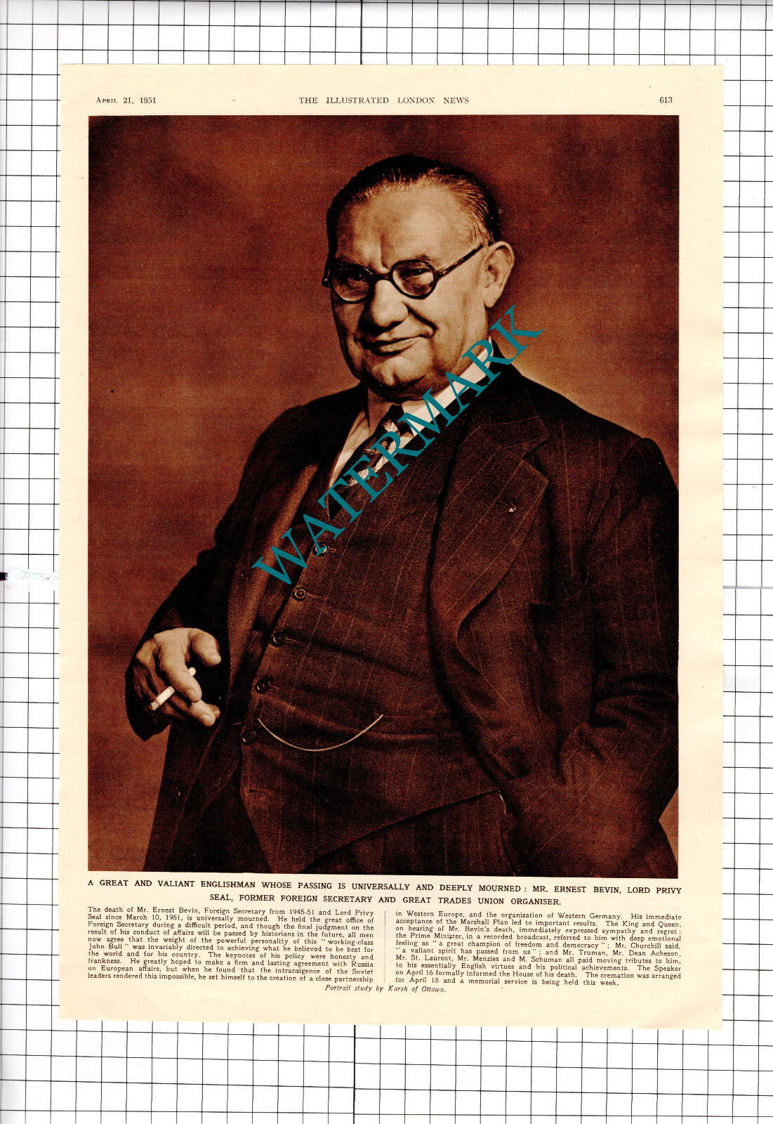 Mr Ernest BEVIN  Obituary - 1951 Article