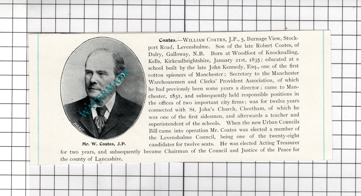 William Coates Levenshulme  /  William Dorrington Altrincham -  c.1900 Cutting