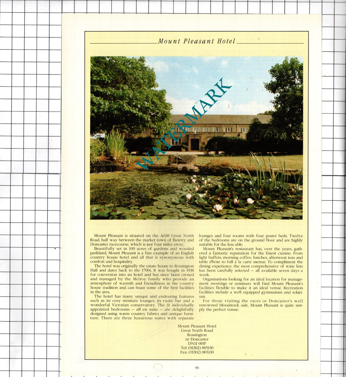 Mount Pleasant Hotel Rossington Doncaster Advert  - 1995 Cutting