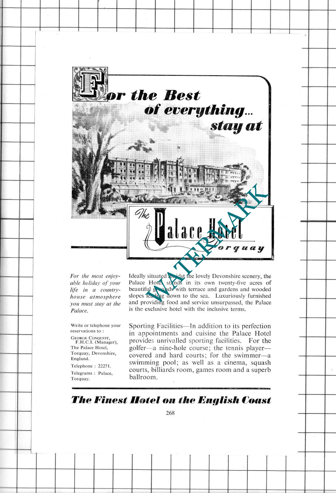 The Palace Hotel Torquay Advert - c.1960's Clipping / Print