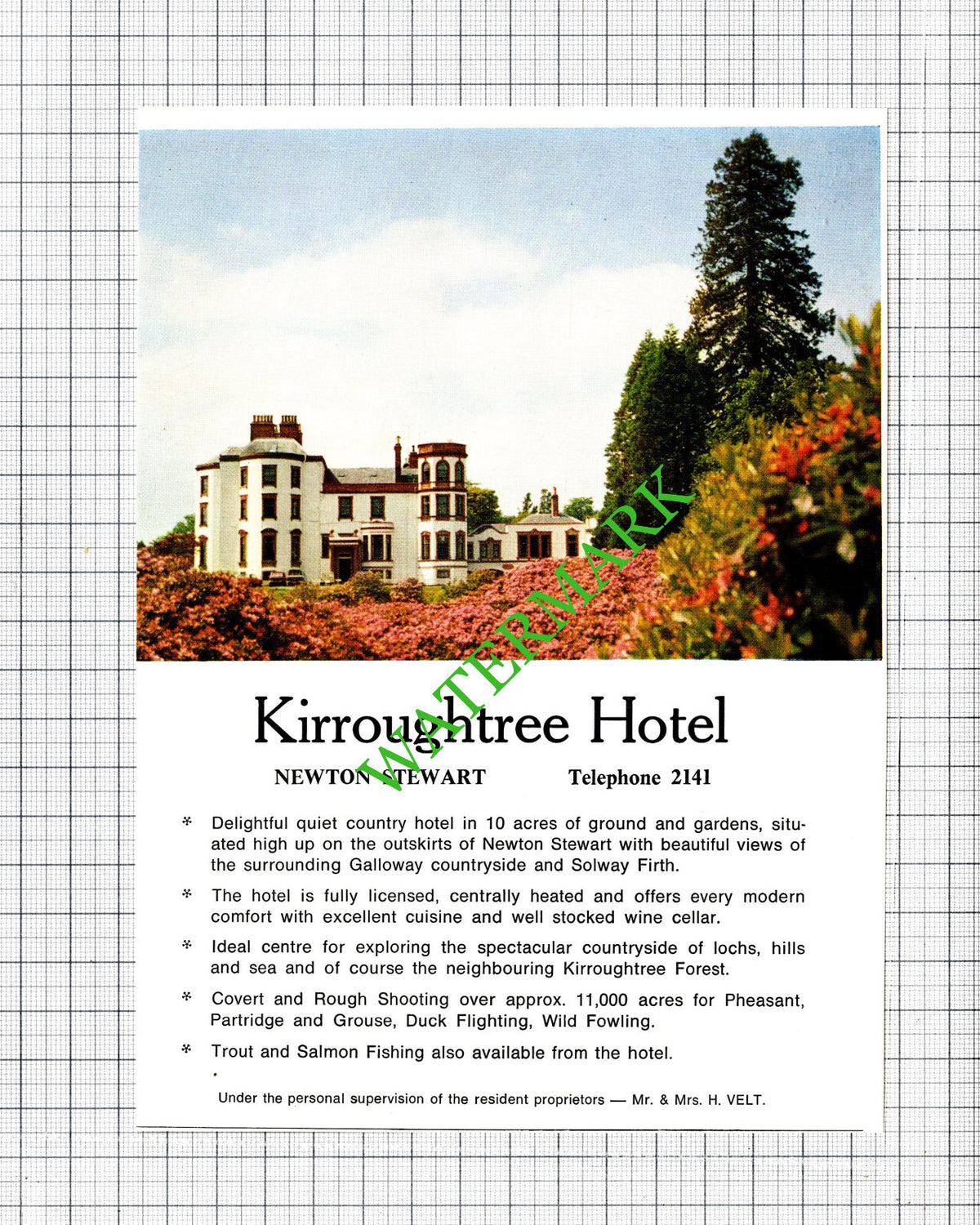 Kirroughtree Hotel Newton Stewart H Velt  Advert - c.1975 Cutting