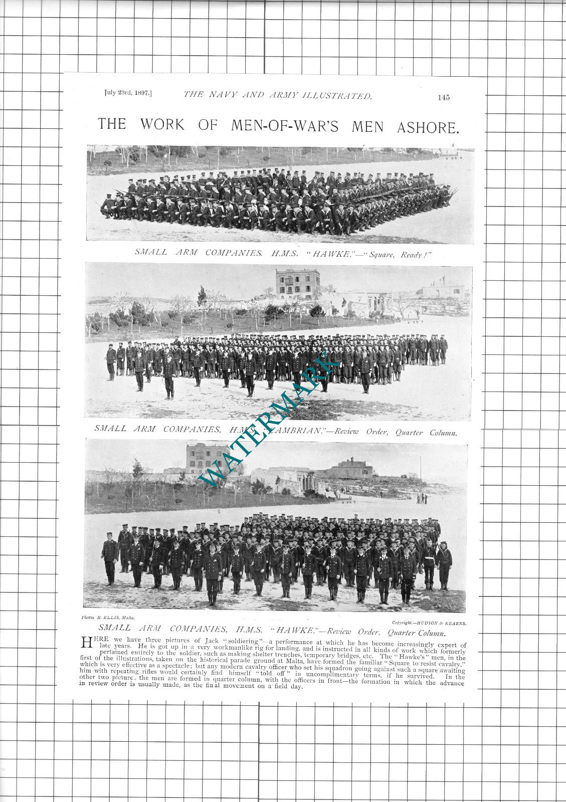 HMS Hawke Ship HMS Cambrian Malta Parade Ground - 1897 Book Print