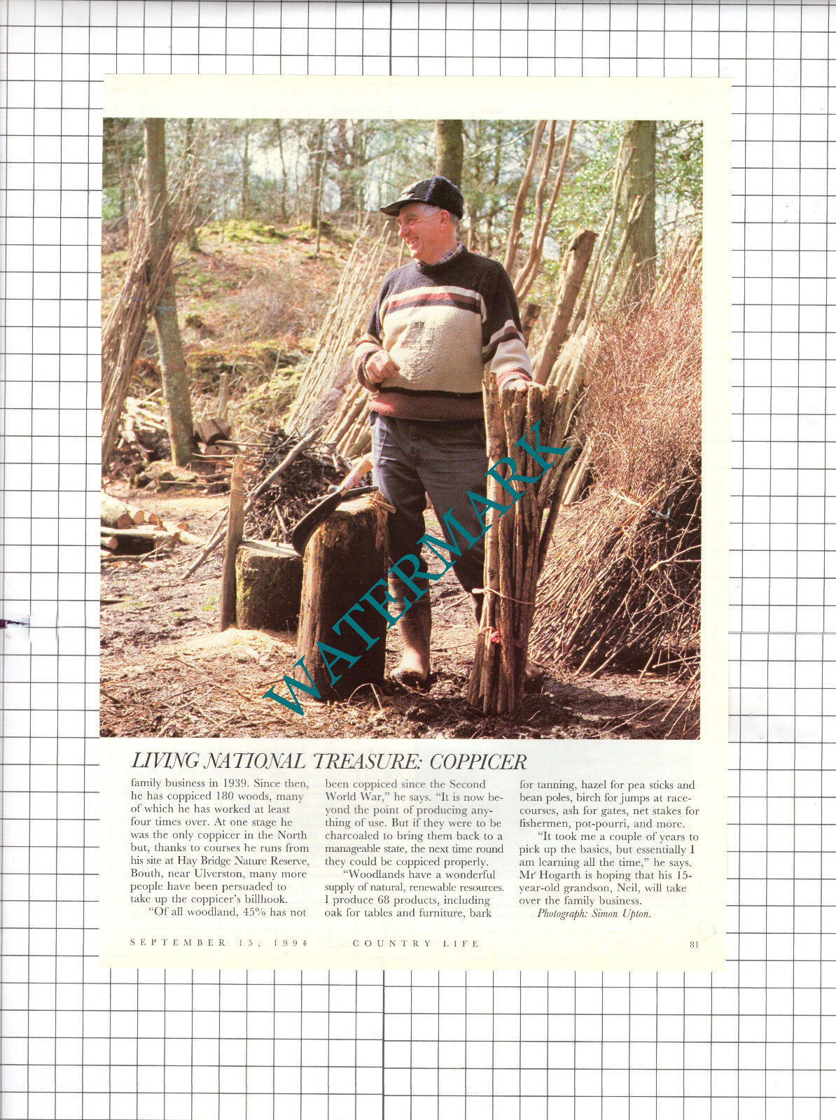Bill Hogarth Coppicer Hay Bridge Nature Reserve Cumbria - 1994 Article