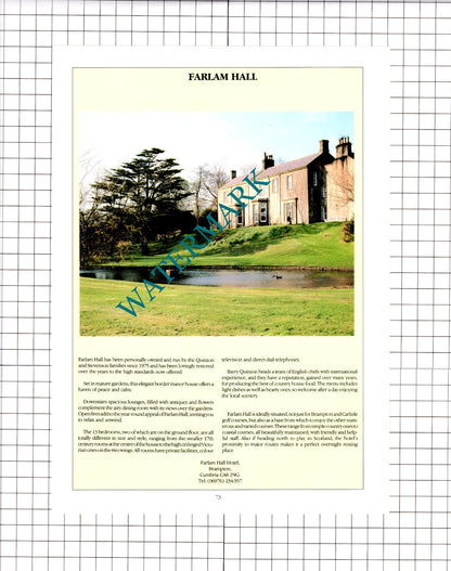 Farlam Hall Brampton Cumbria Quinion / String Of Horses Inn Faugh -  1992 Advert