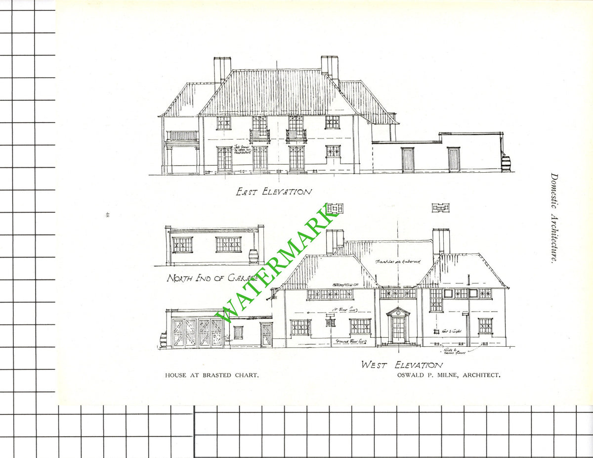 Brasted Chart Kent Oswald P Milne Architect -  c.1920s Book Prints