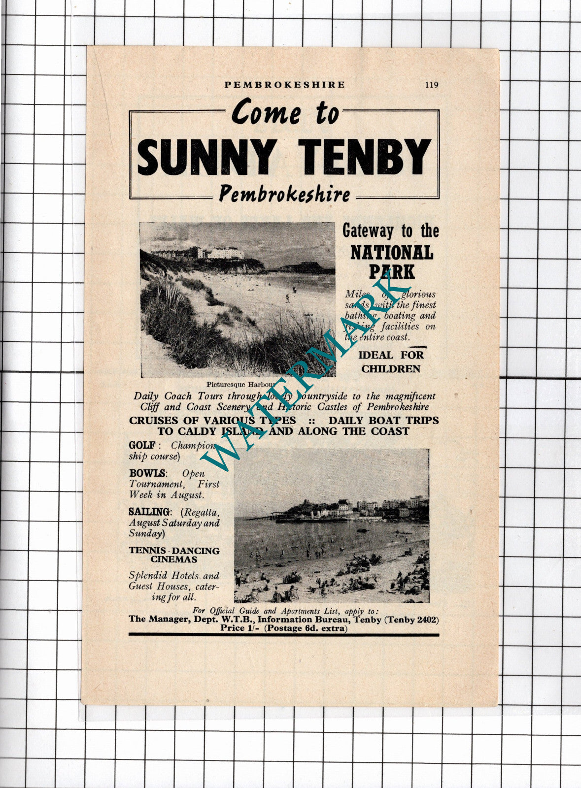 Tenby Wales Tourism - 1965 Advert