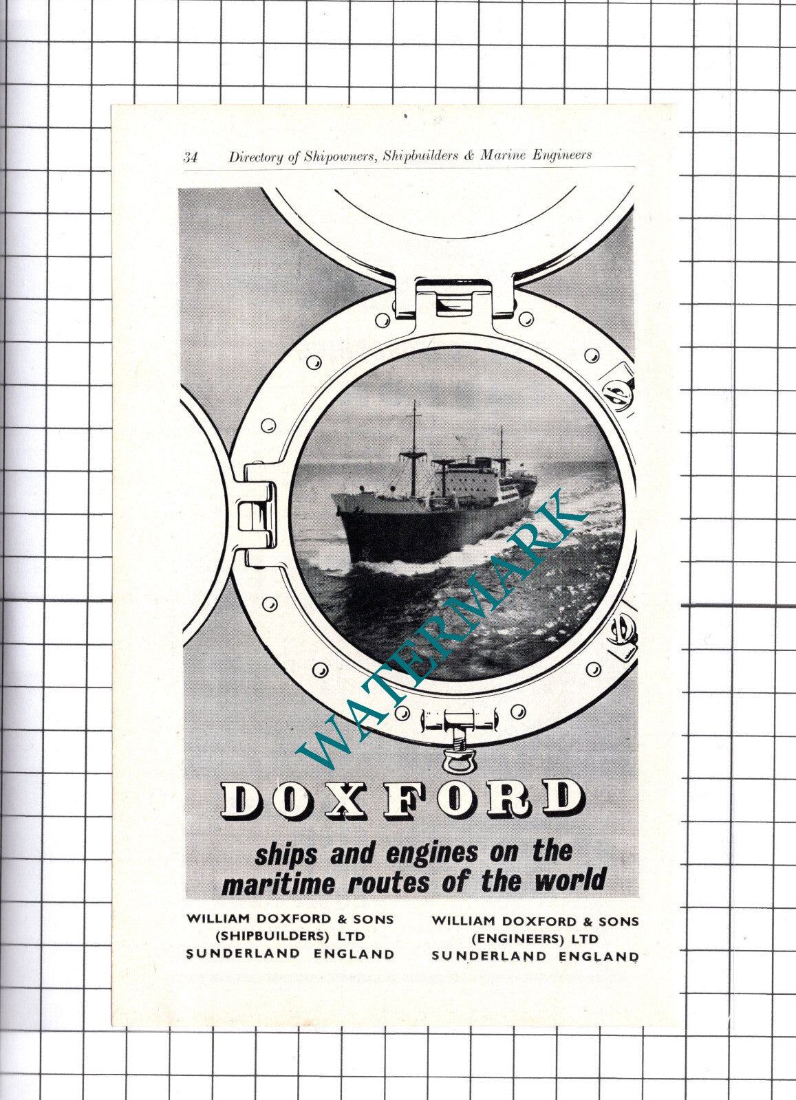 TSS Oxfordshire Ship Carron Company / William Doxford Sunderland ADVERT - c.1957