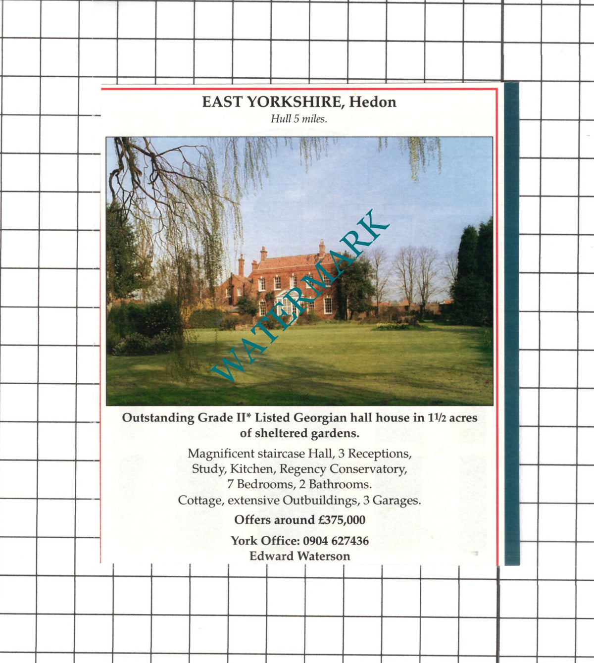 Hedon East Yorkshire House Sale Advert - 1991 Clipping