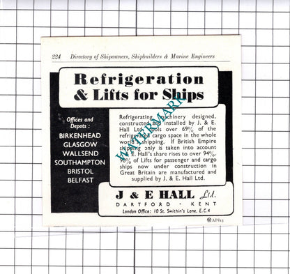 J & E Hall Ltd Dartford Kent  / Flexibox Ltd Manchester -   c.1957 Small Advert