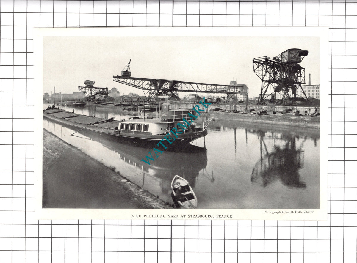 Strasbourg France Shipbuilding Yard   - 1925 Clipping / Print