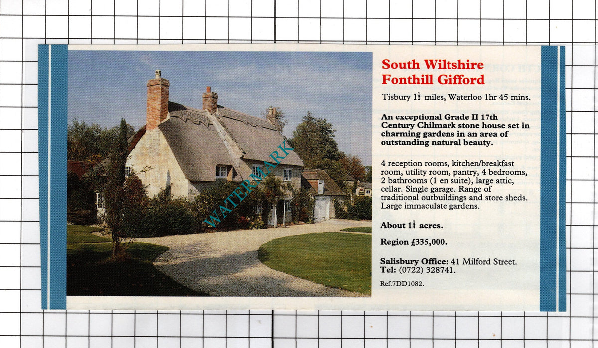 Fonthill Gifford Wiltshire House Sale Advert - 1991 Cutting