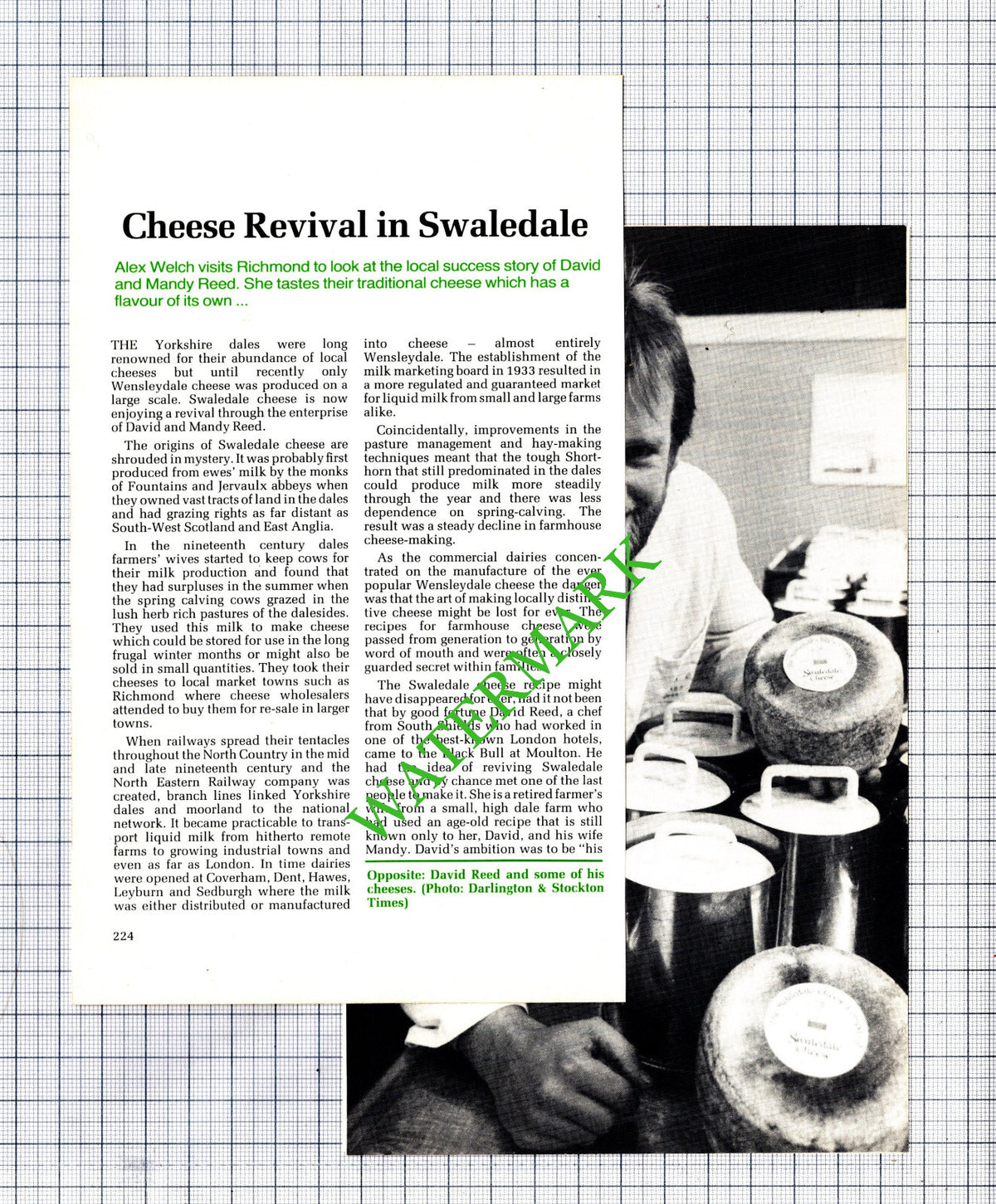 Swaledale Cheese Company David and Mandy Reed  - 1989 Article