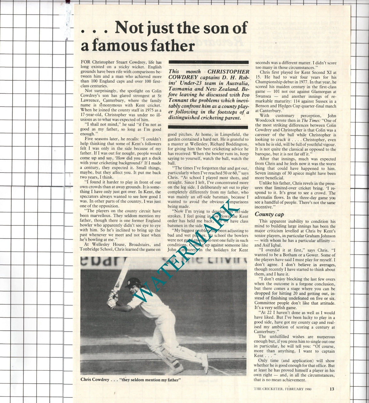 Christopher Cowdrey Cricketer   - 1980 Article