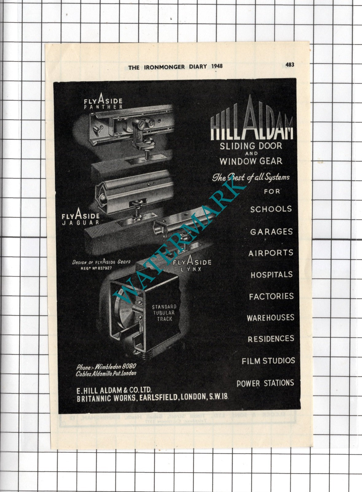 E Hill Aldam & Co Ltd Britannic Works Earlsfield London  - 1948 Advert